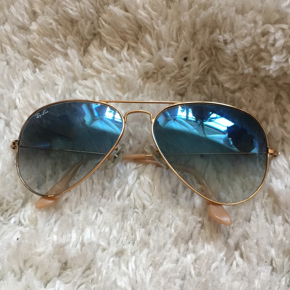 Ray Ban Gold/Tan Blue Lens Aviators